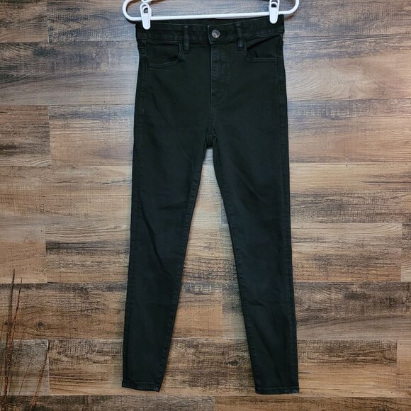 American Eagle Jeans 6 S Next Level Stretch Jegging Hi Rise Black Wash Denim - Picture 1 of 11